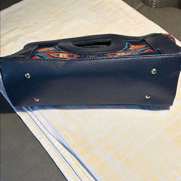 Chula Handheld Women’s Handbag - Navy with Multicolor Mandala Detail - Picture 10 of 12